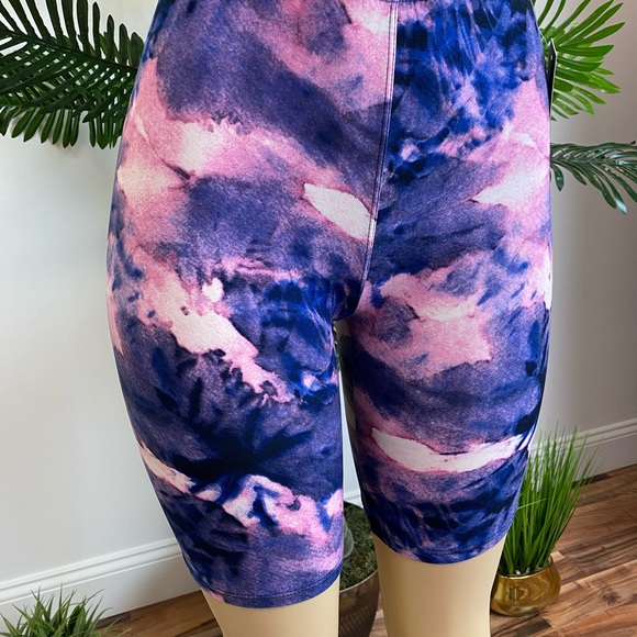 ‼️ Tie Dye Biker Shorts Leggings Active Wear Short - Picture 5 of 8
